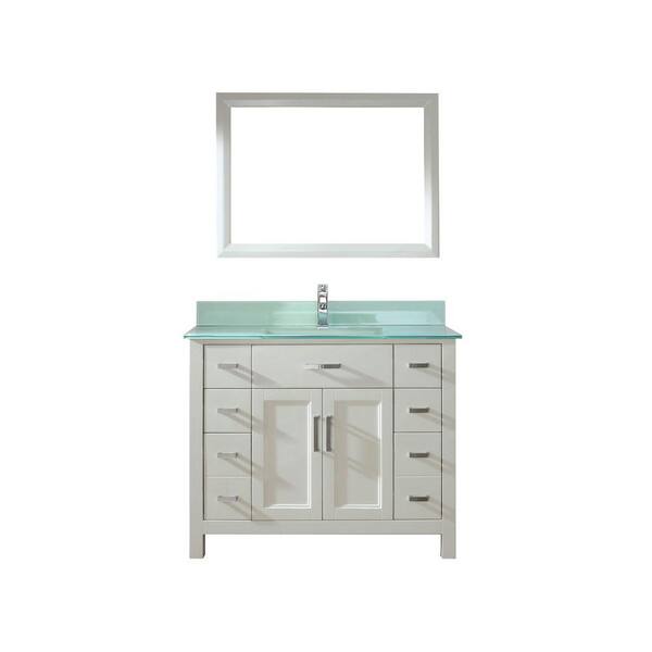 Studio Bathe Kelly 42 in. Vanity in White with Glass Vanity Top in Mint