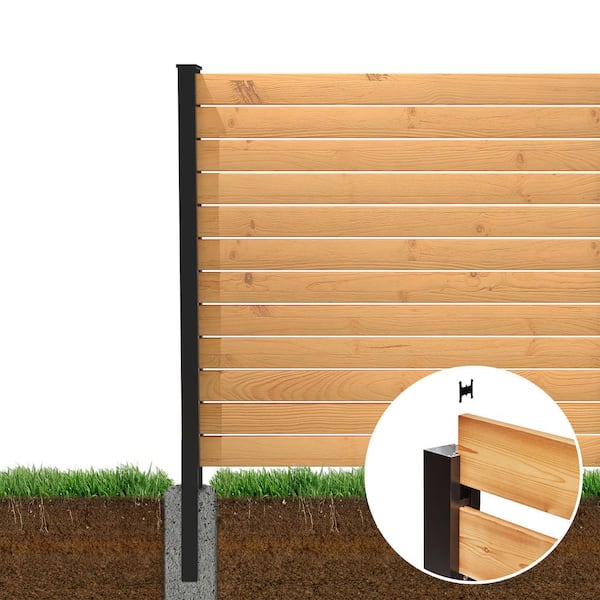 HOFT 96 in. Black Aluminum In-Ground Fence End Post Kit and Hardware- Kit A8