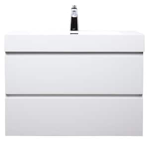 Gloss White 29.12 in. x 18.66 in. x 20.47 in. Wall Mounted Bath Vanity with Sink