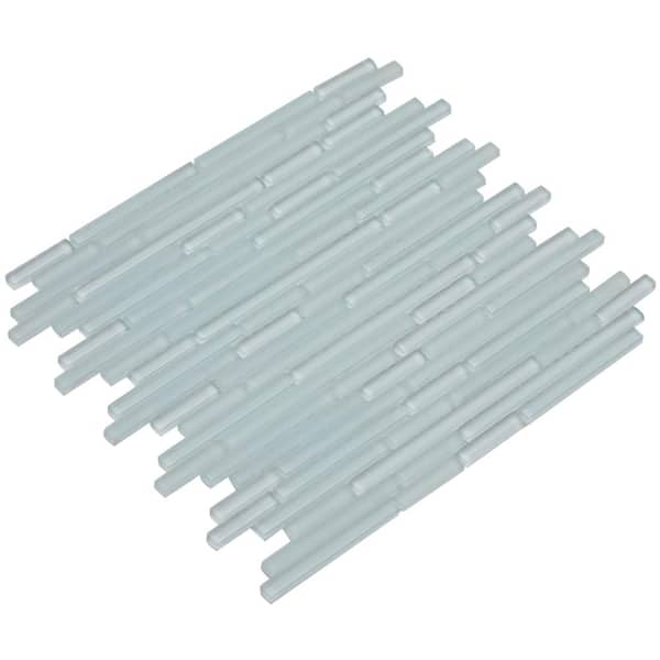 Mirrella Mahi/04, White / Blue Overtone, Interlocking, 12 in. x 12 in. x 8 mm Glass Mesh-Mounted Mosaic Tile (10 sq. ft. / case)