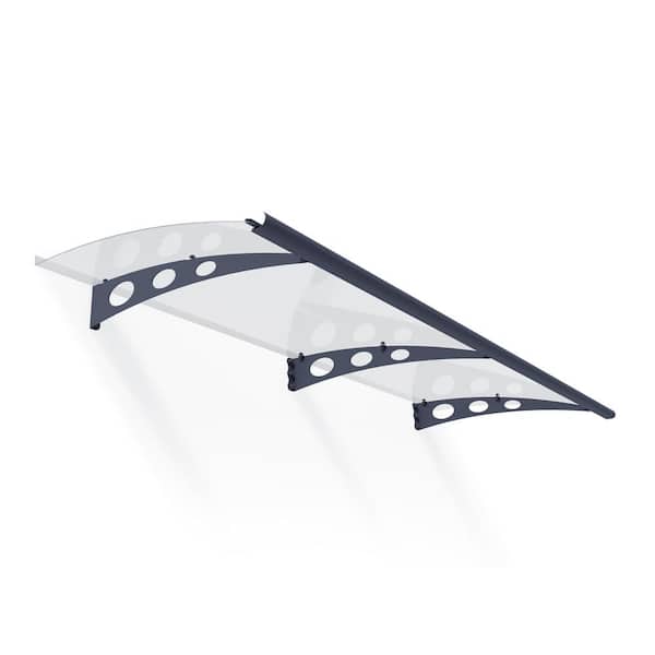 Garamond 3 ft. x 7 ft. Gray/Clear Door and Window Fixed Awning