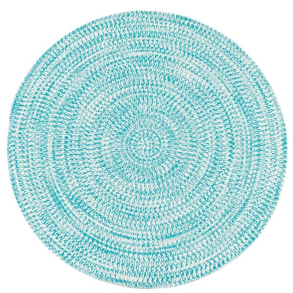 Colonial Mills Kaari Aqua 7 ft. x 7 ft. Tweed Indoor/Outdoor Round Area Rug