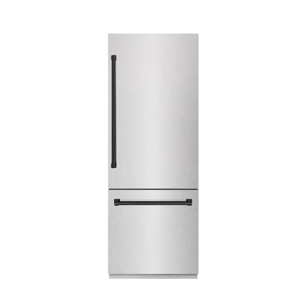 ZLINE Kitchen and Bath Autograph Edition 30 in. Built-In Refrigerator in Satin Steel with Graphite Gray Interior and Black Accents