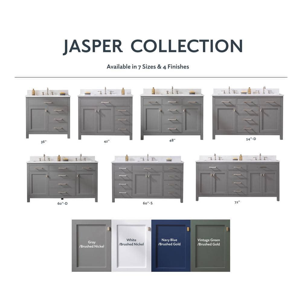 Jasper 42'' Gray Freestanding Bathroom Vanity with Carrara Top