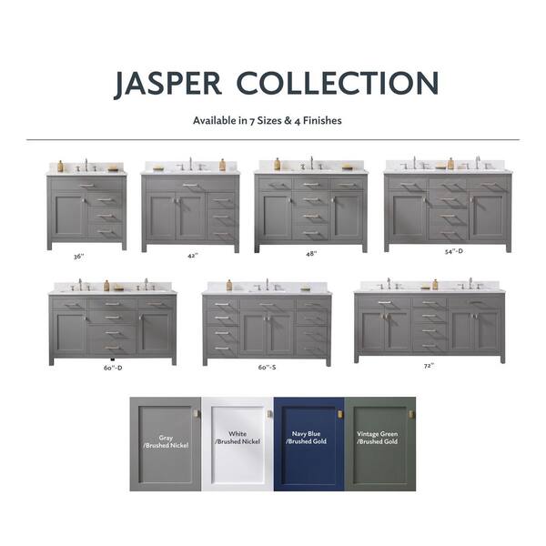 Ruby's Bud-dy ホワイト SUDIO Jasper 60 in. W x 22 in. D Bath Vanity in Gray with