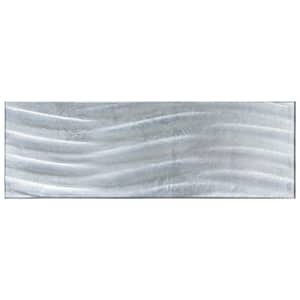 Alaskan Waves Gray 8 in. x 24 in. Glossy Glass Wall Tile (1.333 sq. ft./Each)