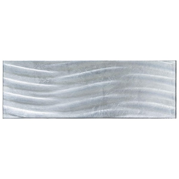 Jeffrey Court Alaskan Waves Gray 8 in. x 24 in. Glossy Glass Wall Tile (1.333 sq. ft./Each)