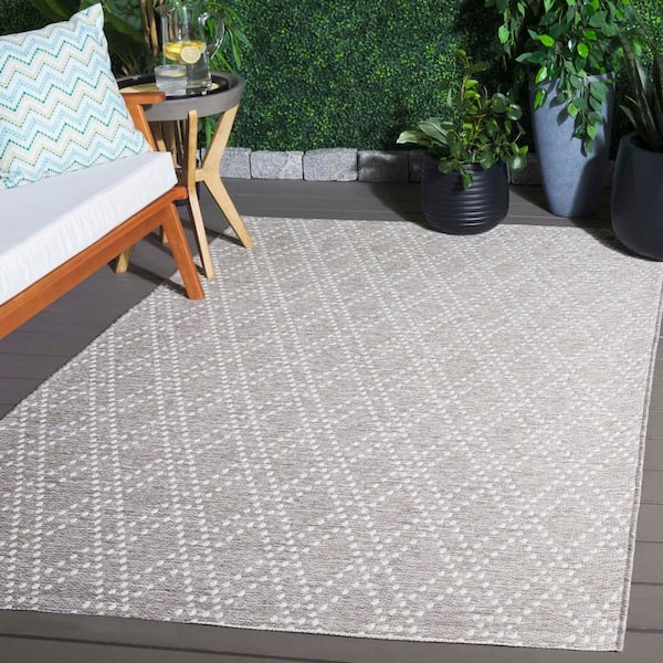 Sunset Lavender/Gray 8 ft. x 10 ft. Geometric Diamond Indoor/Outdoor Area Rug