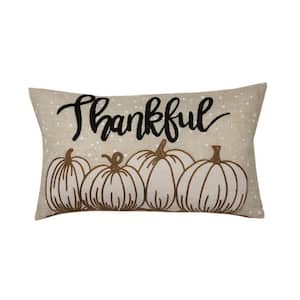 12 in. x 20 in. Thankful Pumpkin Applique Harvest Pillow