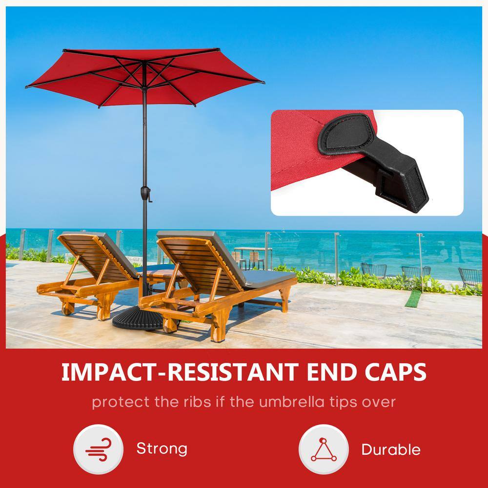 Lyon 7.5ft Red Steel Market Patio Umbrella with Tilt