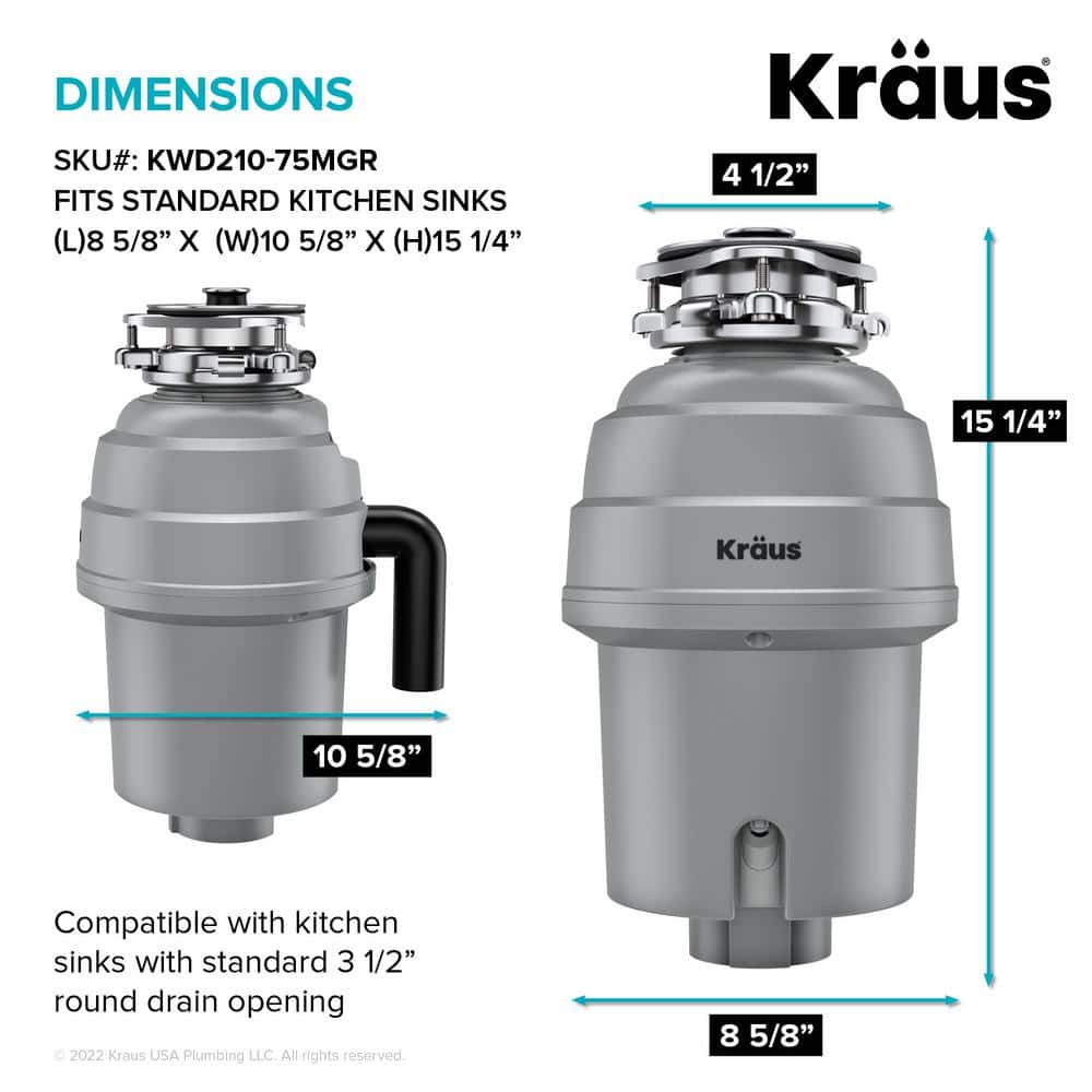 Matte Gray Stainless Steel Continuous Feed Garbage Disposal