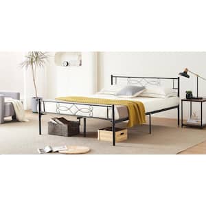 Bed Frame with Headboards, Black Heavy-Duty Frame 54 in. W Full Metal With 10 Support Legs Platform Bed Frame