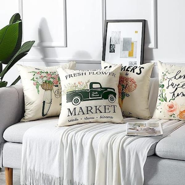  Modern Homes 100% Cotton Aqua Decorative Throw Pillow Case  Cushion Covers 18 x 18 (Set of 4) : Home & Kitchen