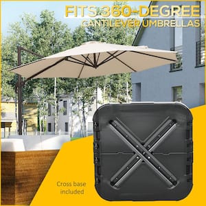 34 lbs. HDPE Heavy-Duty Fillable Cantilever Umbrella Offset Patio Umbrella Base with Wheels in Black