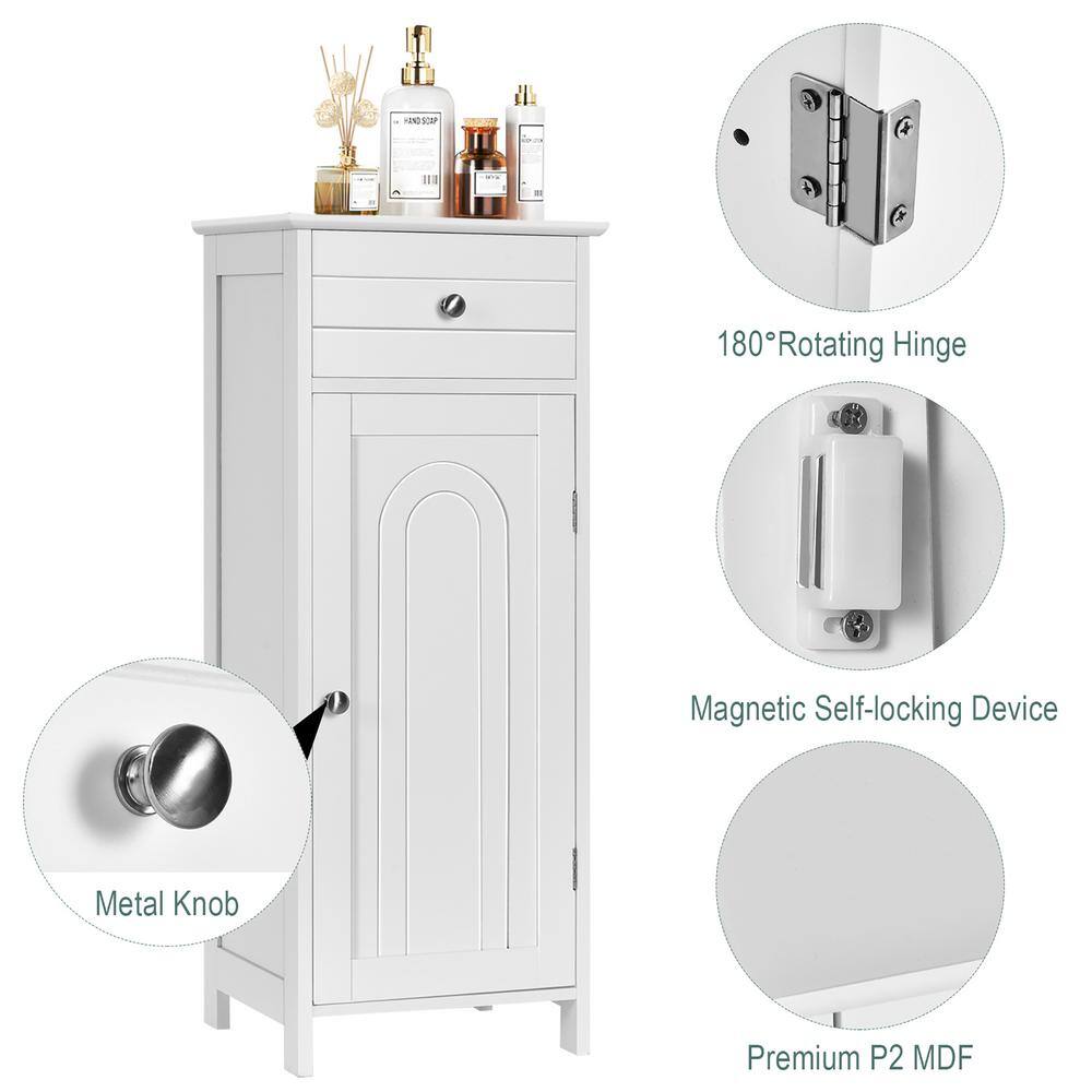 Abilene White MDF Living Room Storage Cabinet with Drawer & Shelves