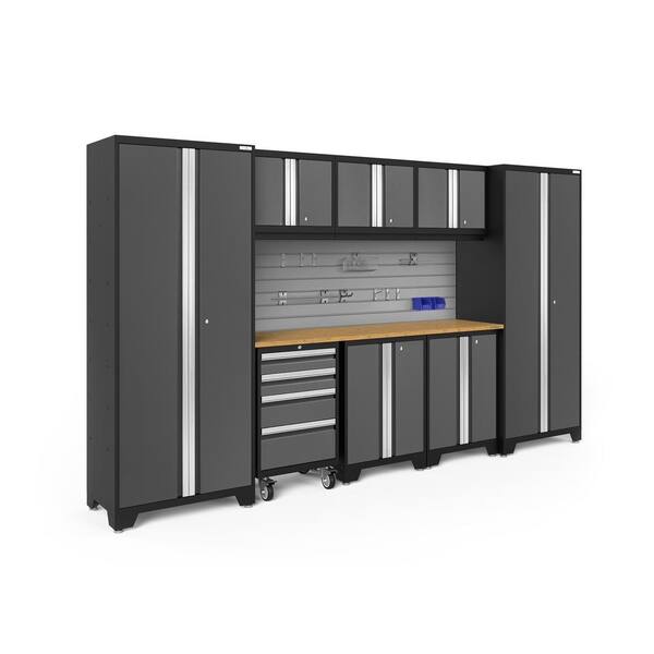 NewAge Products Bold Series 9-Piece 24-Gauge Steel Garage Storage System in Gray (132 in. W x 77 in. H x 18 in. D)