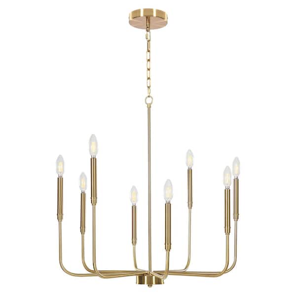 TRIBESIGNS WAY TO ORIGIN Bailey Gold 8-Light Modern Hanging Island Candlestick Chandelier with Swivel Canopy