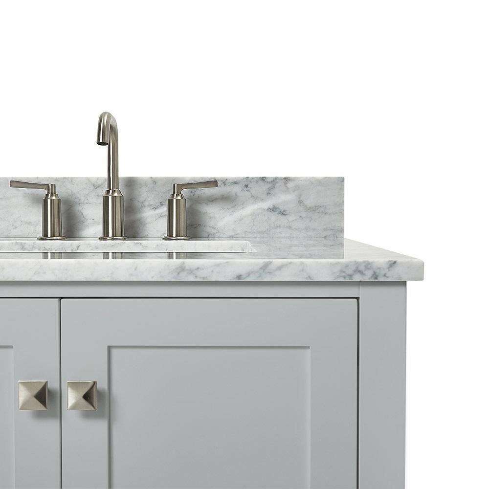 Cambridge 43" Gray Freestanding Vanity with White Marble Top