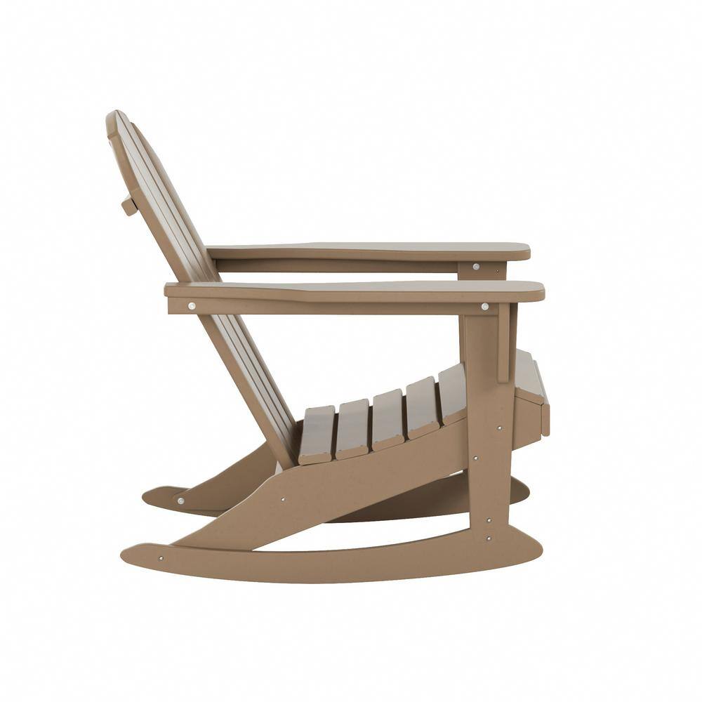 Eco-Friendly Weathered Wood Poly Adirondack Rocking Chair Set for 2