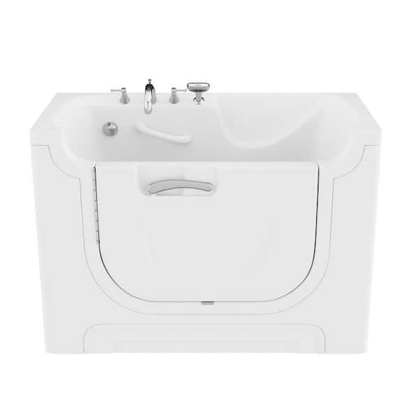 Universal Collection 30 in. L x 60 in. W Left Side Drain Soaker Jetted Bathtub in White with Fast Filling Faucet Set