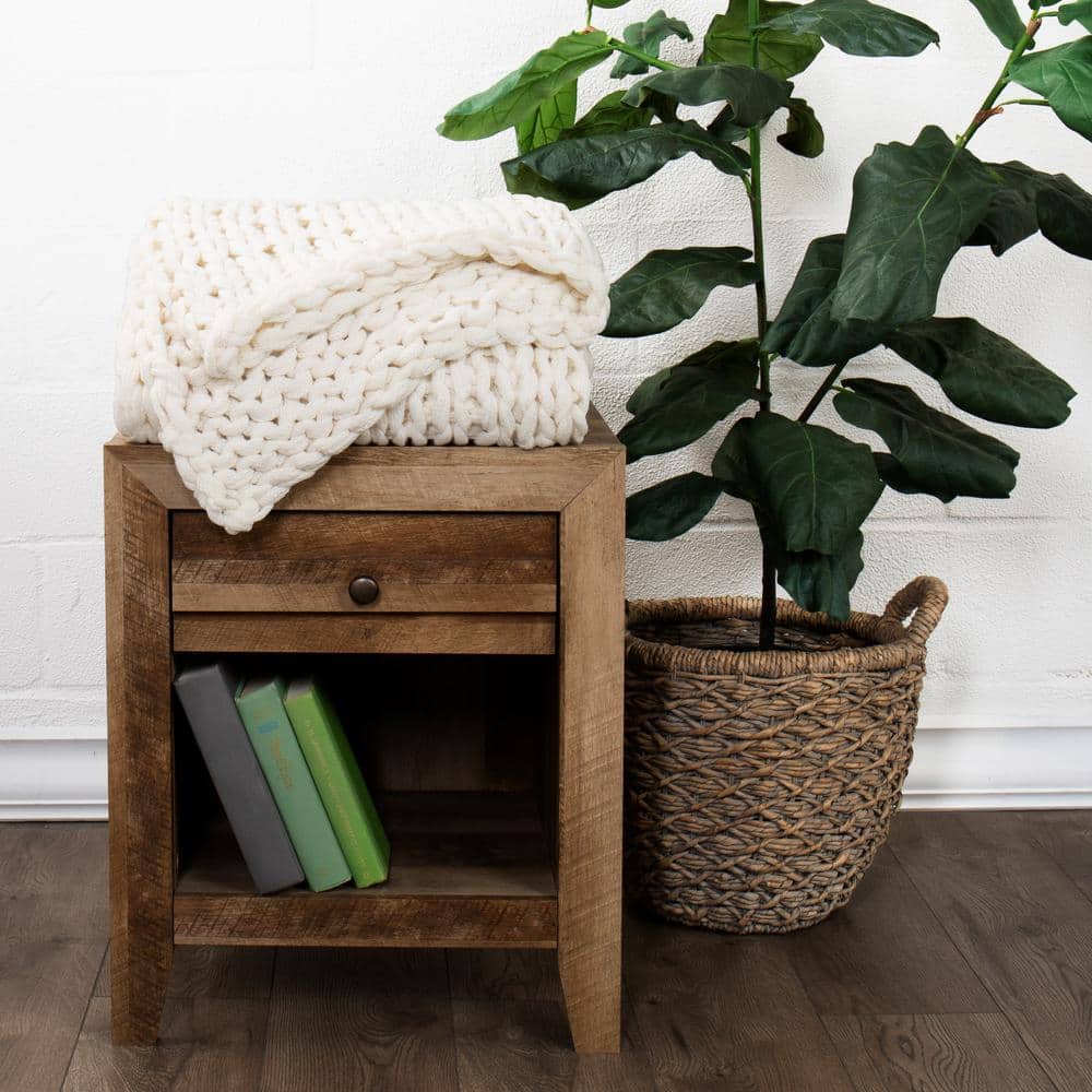 Ivory Ultra-Soft Chunky Knit Acrylic Throw Blanket 47'' x 59''