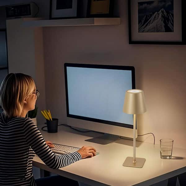 C Cattleya 4-Pack 14 in. Gold LED Cordless Table Lamp, 3CCT