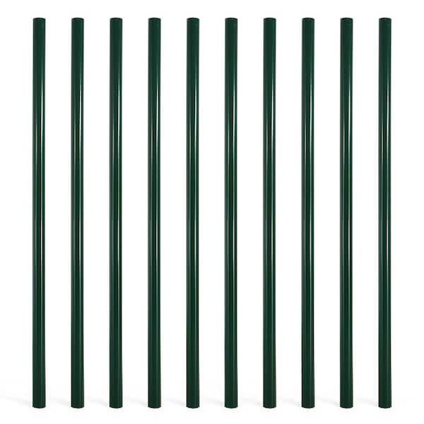 Black Galvanized 1-7/8 in. x 1-7/8 in. x 6 ft. Steel Line Chain Link Fence Post (10 Pack)