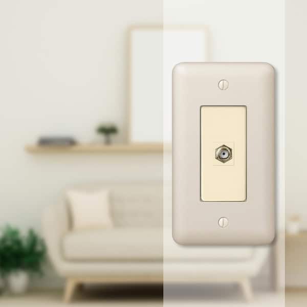 Declan 1 Gang Coax Steel Wall Plate - Almond