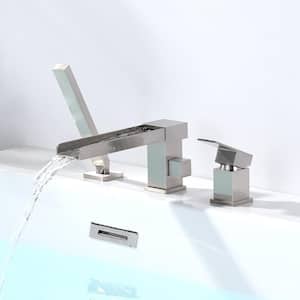 Brug Single-Handle Deck-Mount Roman Tub Faucet with Hand Shower in Brushed Nickel