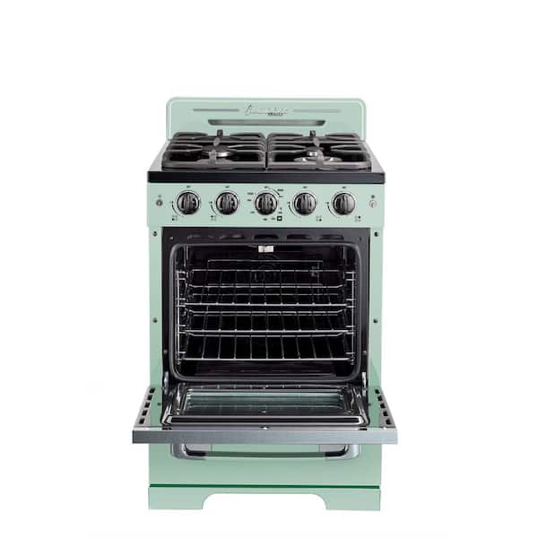 Classic Retro 24 in. 2.9 cu. ft. Retro Gas Range with Convection Oven in Summer Mint Green