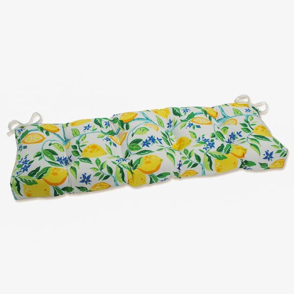 Pillow Perfect Other Rectangular Outdoor Bench Cushion in Yellow