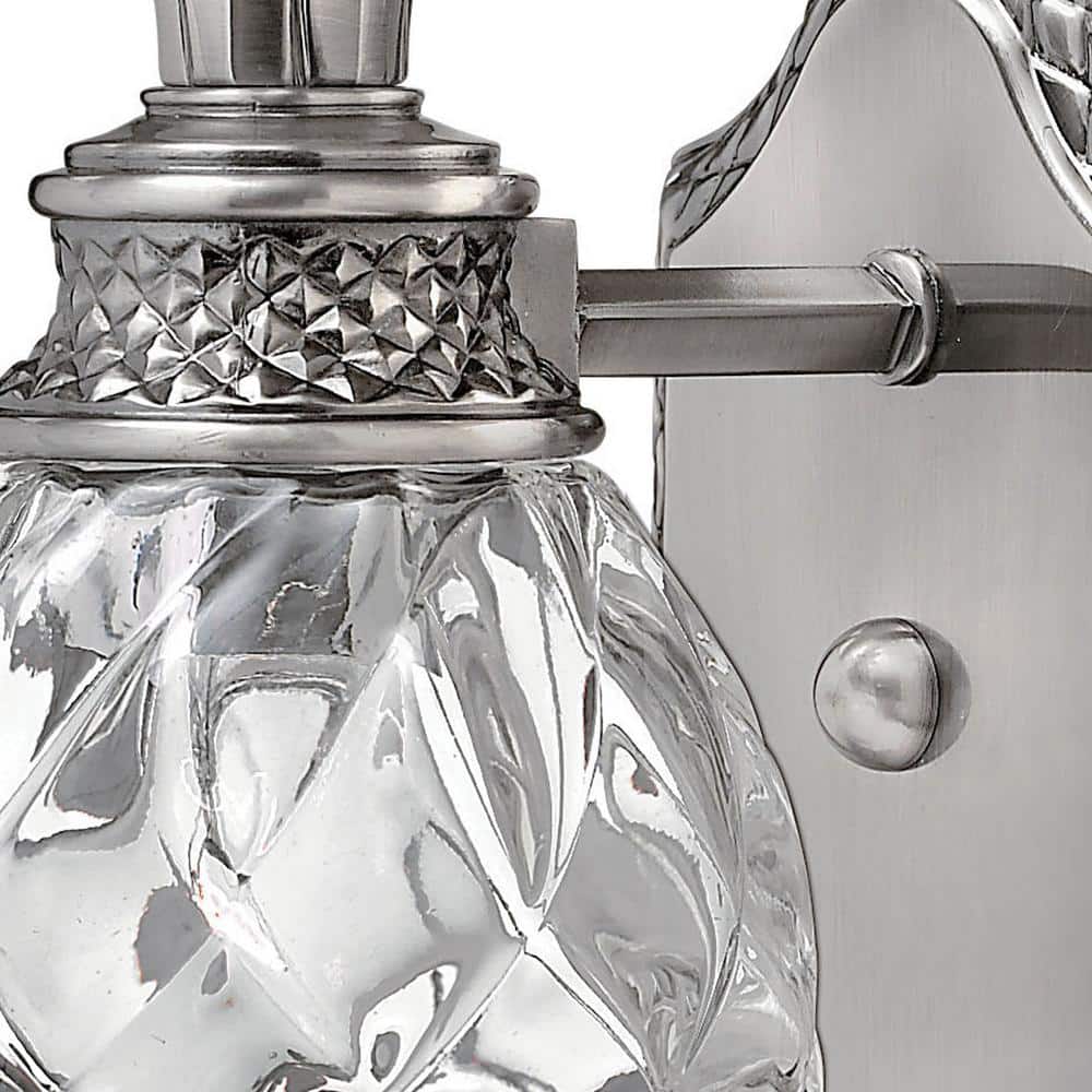Elegant Pineapple Outdoor Nickel Wall Light with Clear Optic Glass