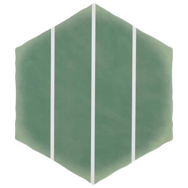 Merola Tile Palm Linear Hex Green 6 in. x 7 in. Porcelain Floor and Wall Tile (2.97 sq. ft./Case)