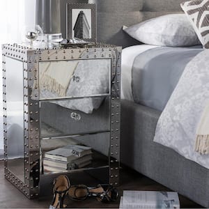 Azura 3-Drawer Silver Mirrored Nightstand