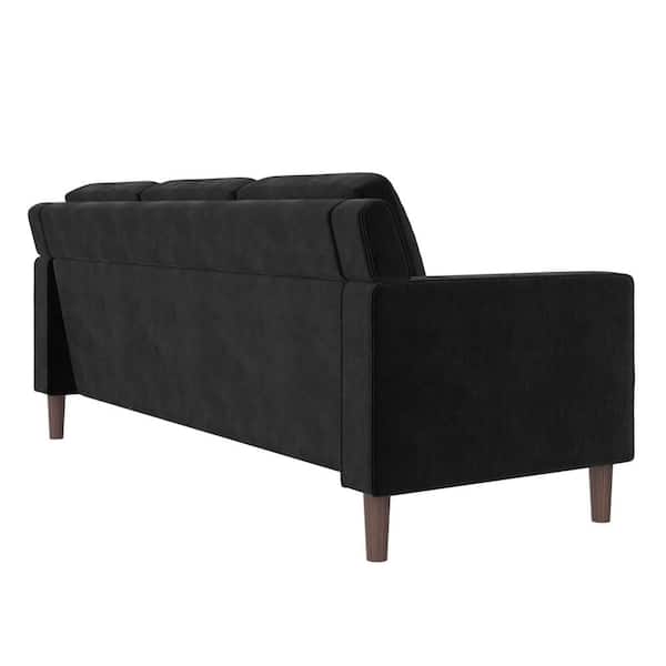 DHP Bexley 77 in. L x 31.5 in. W Black Velvet Upholstered 3-Seater Sofa DE10289 - The Home Depot DHP Bexley 77 in. L x 31.5 in. W Black Velvet Upholstered 3-Seater Sofa DE10289 - The Home Depot