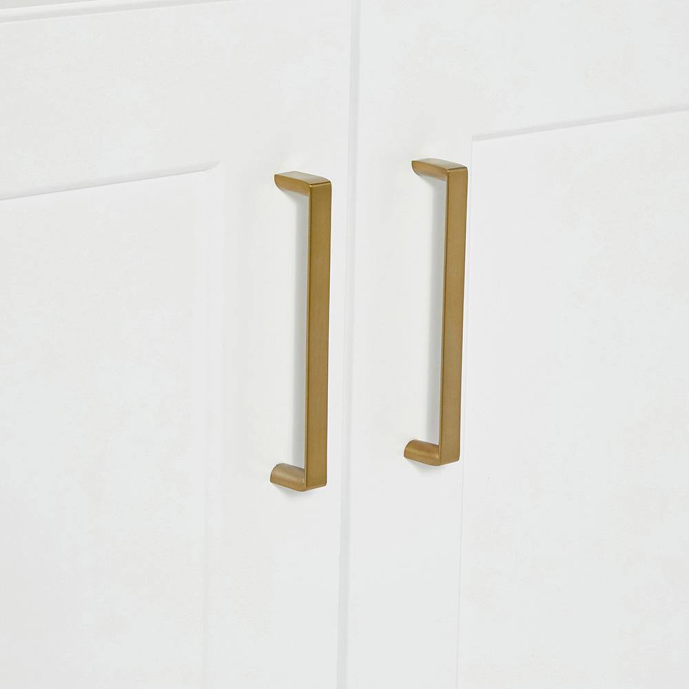 Taylor 30" White Freestanding Vanity Cabinet with Brass Hardware