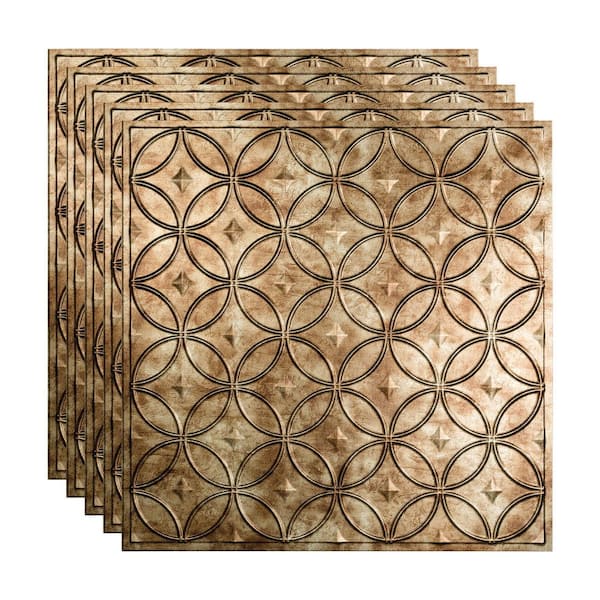 Fasade Rings 2 ft. x 2 ft. Bermuda Bronze Lay-In Vinyl Ceiling Tile (20 sq. ft.)