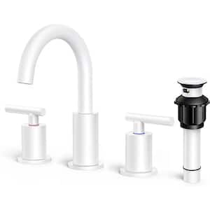 8 in. widespread bathroom faucet White, 3-hole faucet for bathroom sink 2-handle, White bathroom sink faucet 3-hole