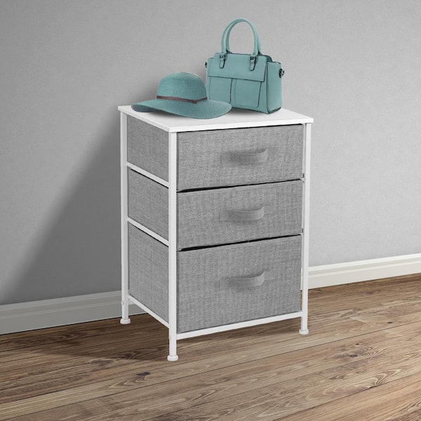 Sorbus 3-Drawer White Nightstand 24.62 in. H x 16.5 in. W x 24.62 in. D