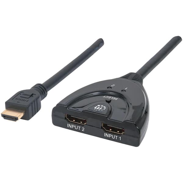 Manhattan 20 in. 2-Port HDMI Switch with Integrated Cable 207416 - The Home  Depot