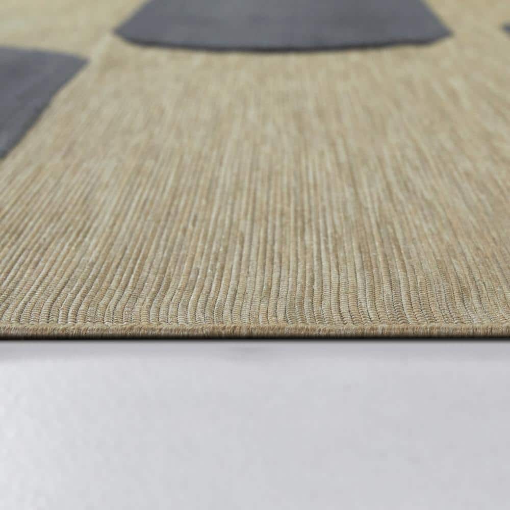 Charcoal Flat Woven Synthetic Rectangular Area Rug 5'3" x 7'