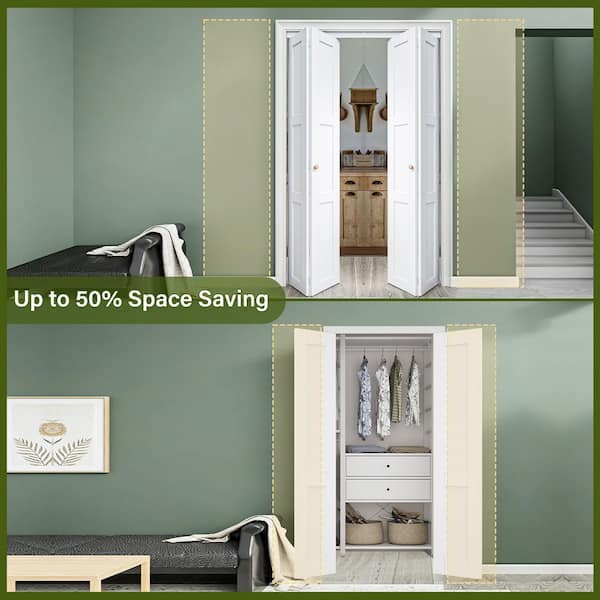 ARK DESIGN 60 in. x 80 in. 3-Panel Solid Core White Primed