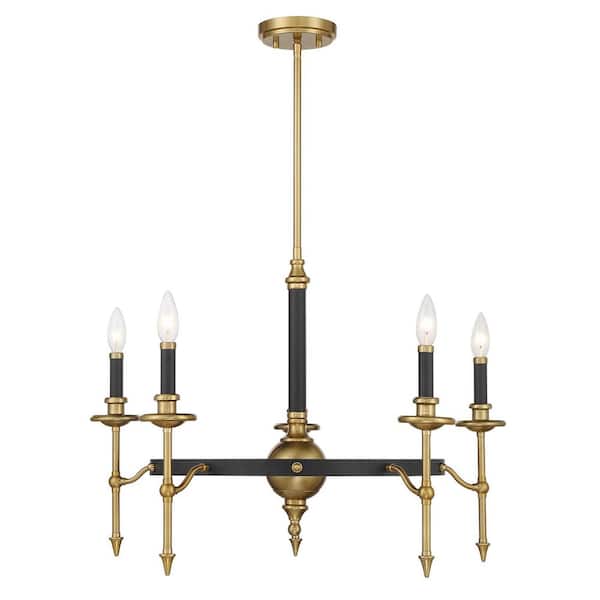 Consulate 5-Light Matte Black and Warm Brass Traditional Chandelier