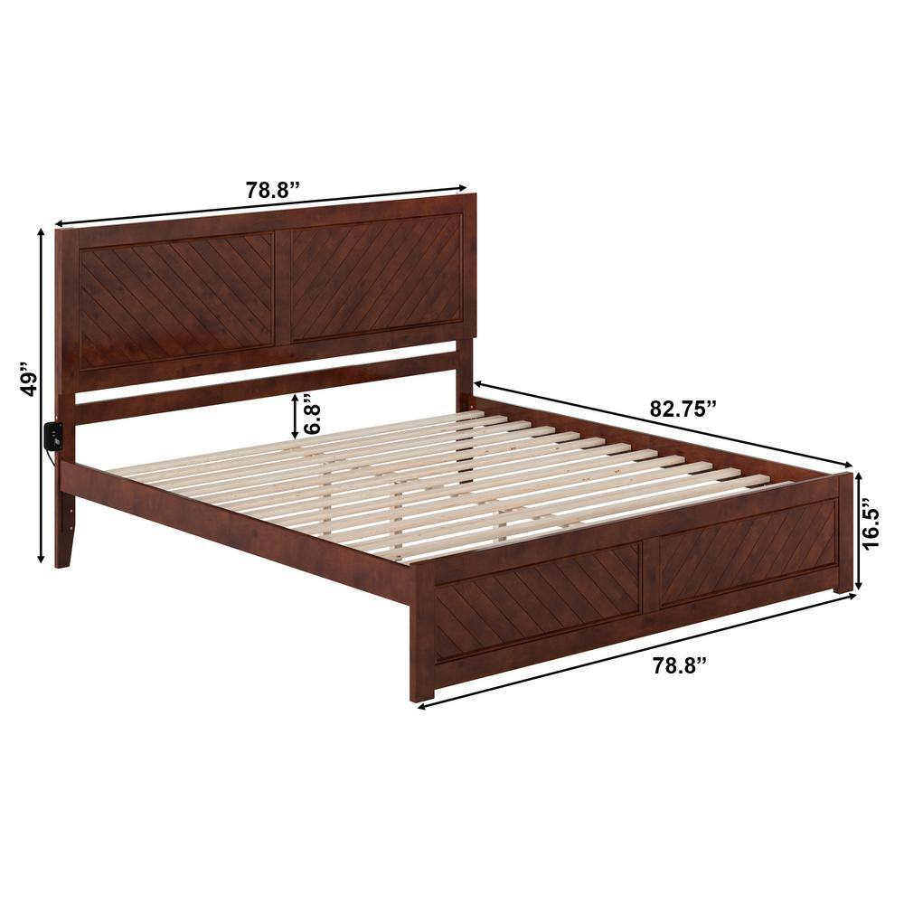Canyon Walnut King Wood Platform Bed with Chevron Headboard