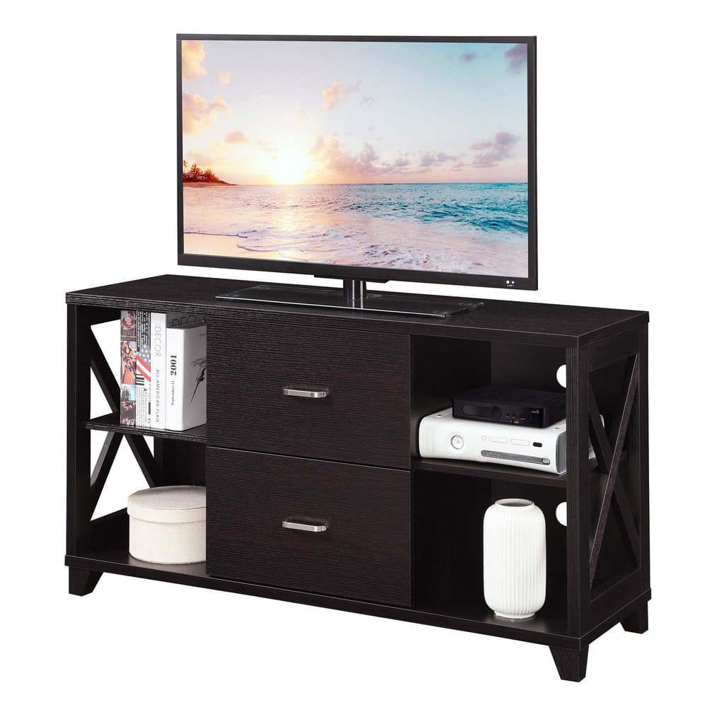 Espresso 48" TV Stand with Cabinet and Shelves