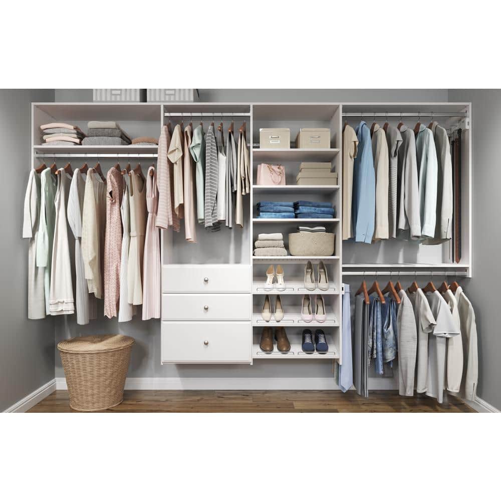 White Laminate Slanted Shoe Shelves with Chrome Rails, 24 Inch