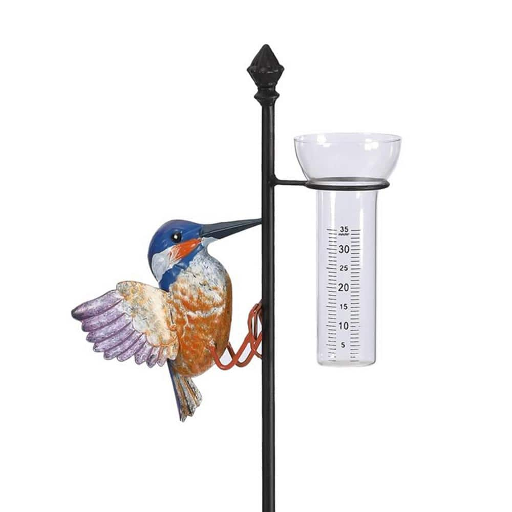 Zaer Ltd. 46.75 in. Tall Iron Hummingbird Stake with Rain Gauge ...