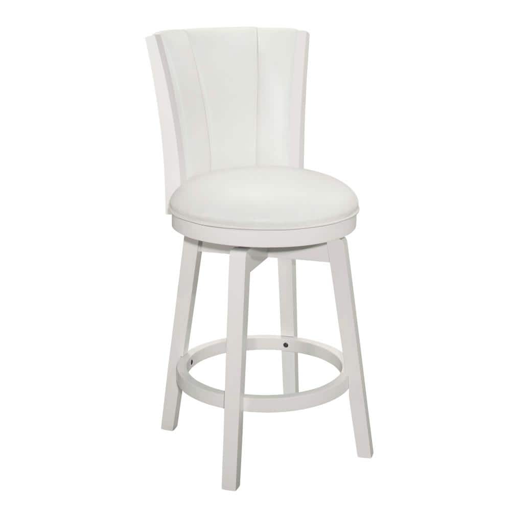 Hillsdale Furniture Gianna 18.25 in. White Full Back Rubberwood 40 in. Bar Stool with Faux Leather Seat 1 Set of Included -  5348-826