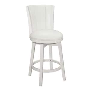 Gianna 18.25 in. White Full Back Rubberwood 40 in. Bar Stool with Faux Leather Seat 1 Set of Included