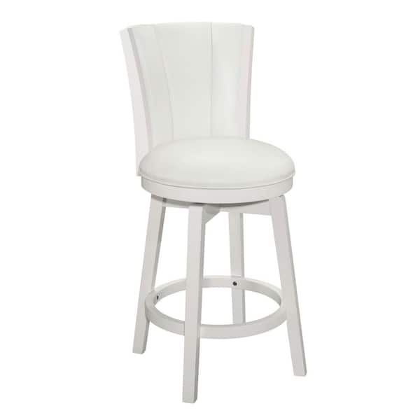 Hillsdale Furniture Gianna 18.25 in. White Full Back Rubberwood 40 in. Bar Stool with Faux Leather Seat 1 Set of Included